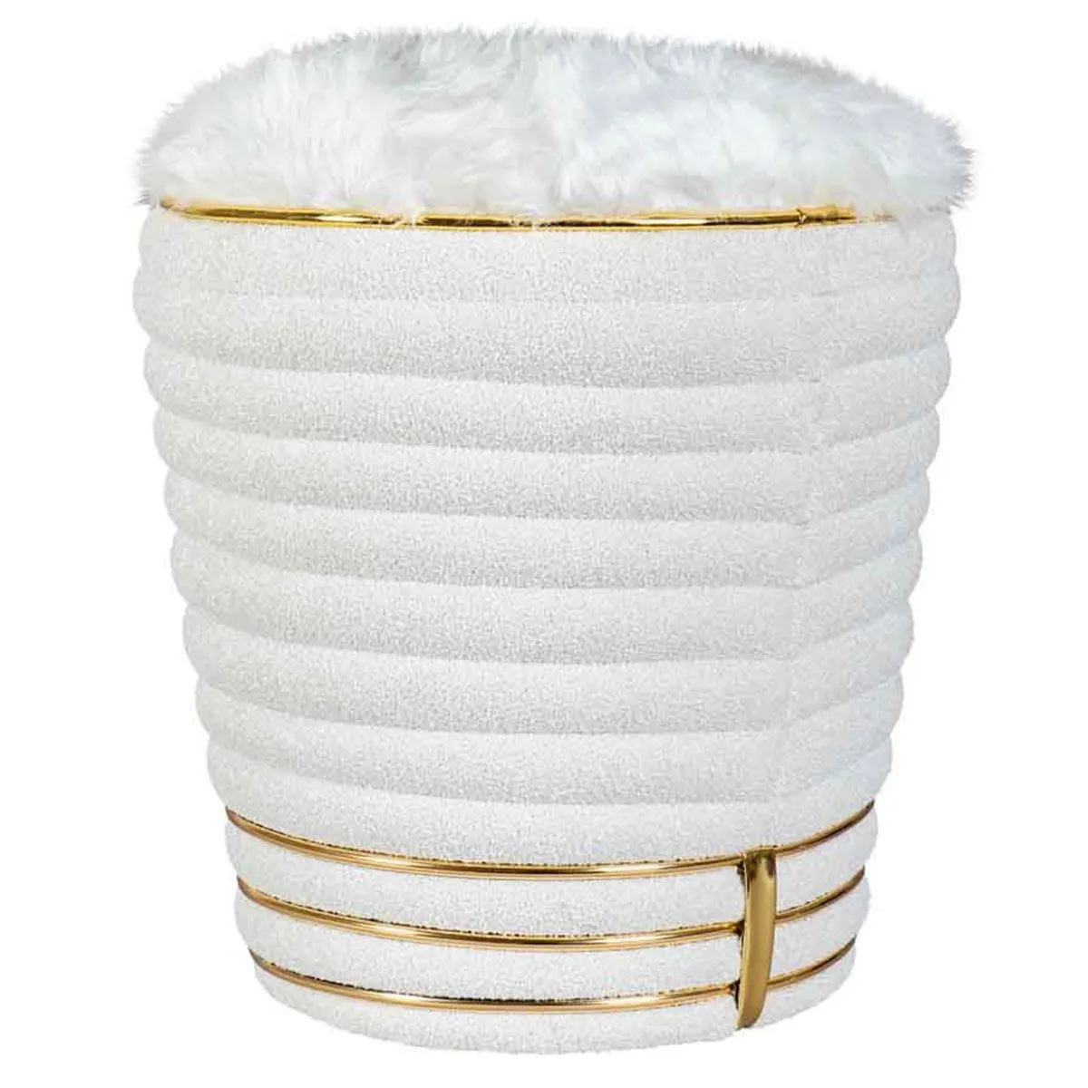 Tabouret Déco en Tissu Doric 50cm Blanc & Or