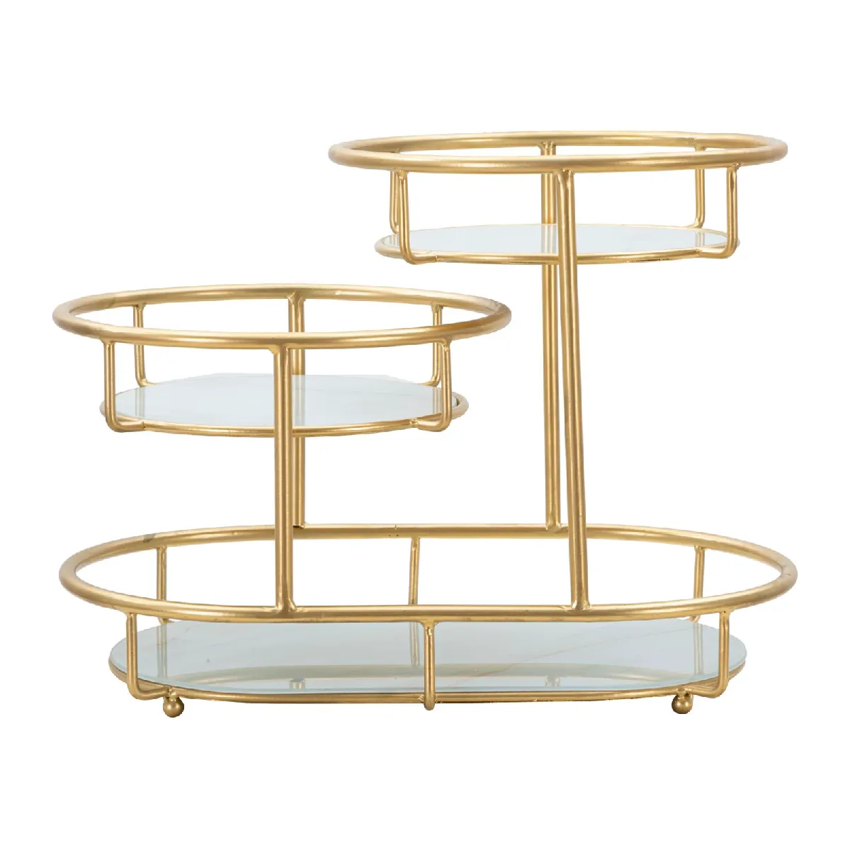 Meuble de rangement en métal doré à 3 étagères, 36 x 22,5 x 27 cm