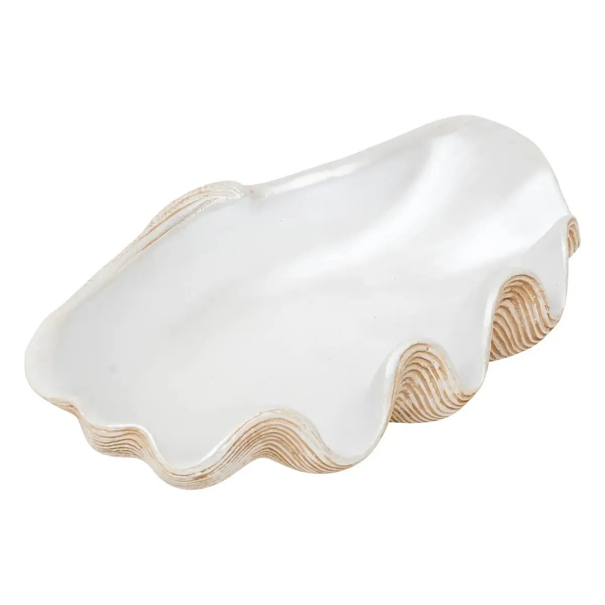 Atmosphera Blanc Coupelle Déco En Résine Océane 36Cm