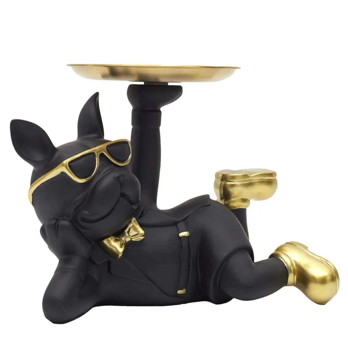 The Home Deco Factory Noir Vide-Poche Statue Bulldog 27Cm