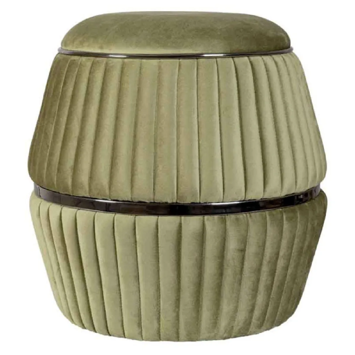 Paris Prix Vert/Gris Pouf Rond Design Doric - &