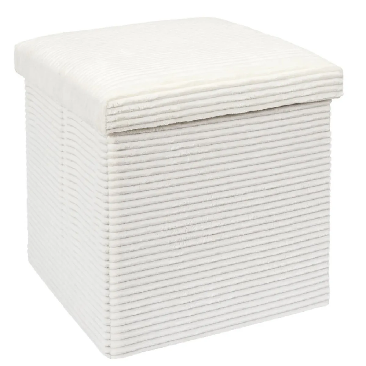 Non Communiqué Beige Pouf Coffre Pliable Côtelé "Scott" 38Cm - Image 2