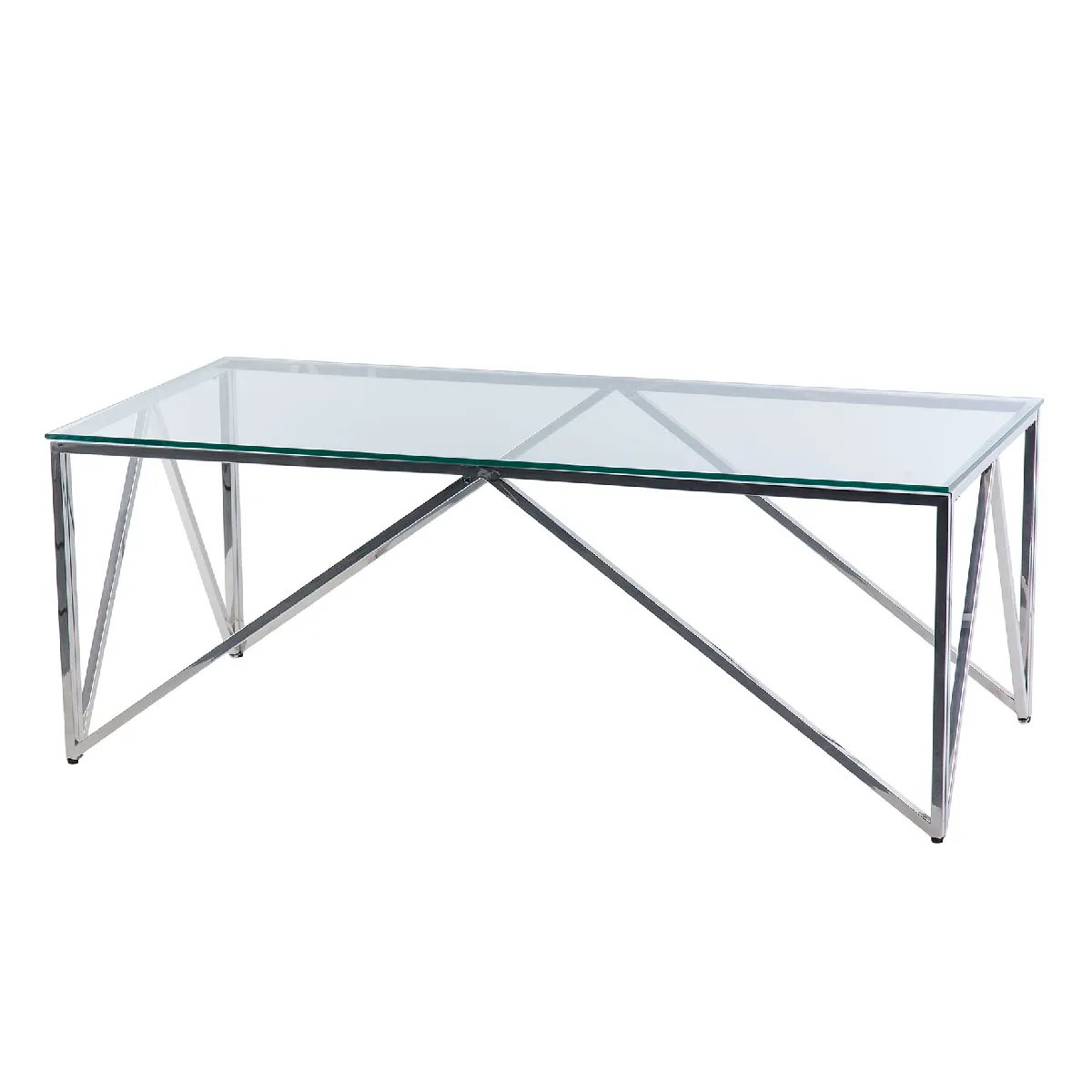 Table basse en acier inoxydable argenté 120 x 60 x 45 cm