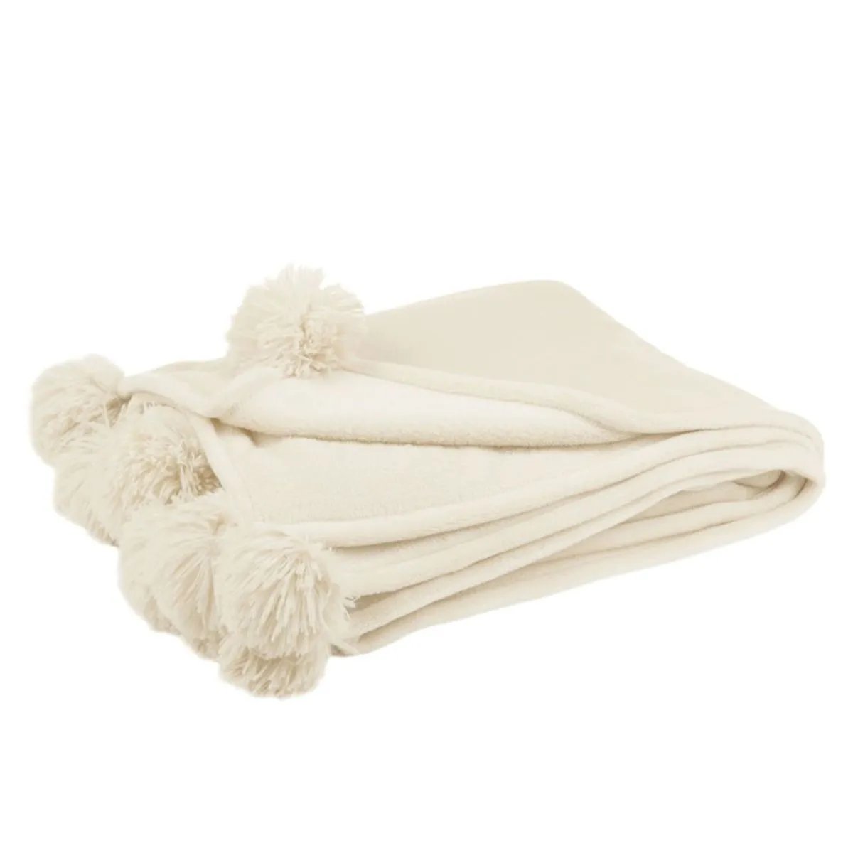 Paris Prix Beige Plaid À Pompons Blanket 130X170cm - Image 3