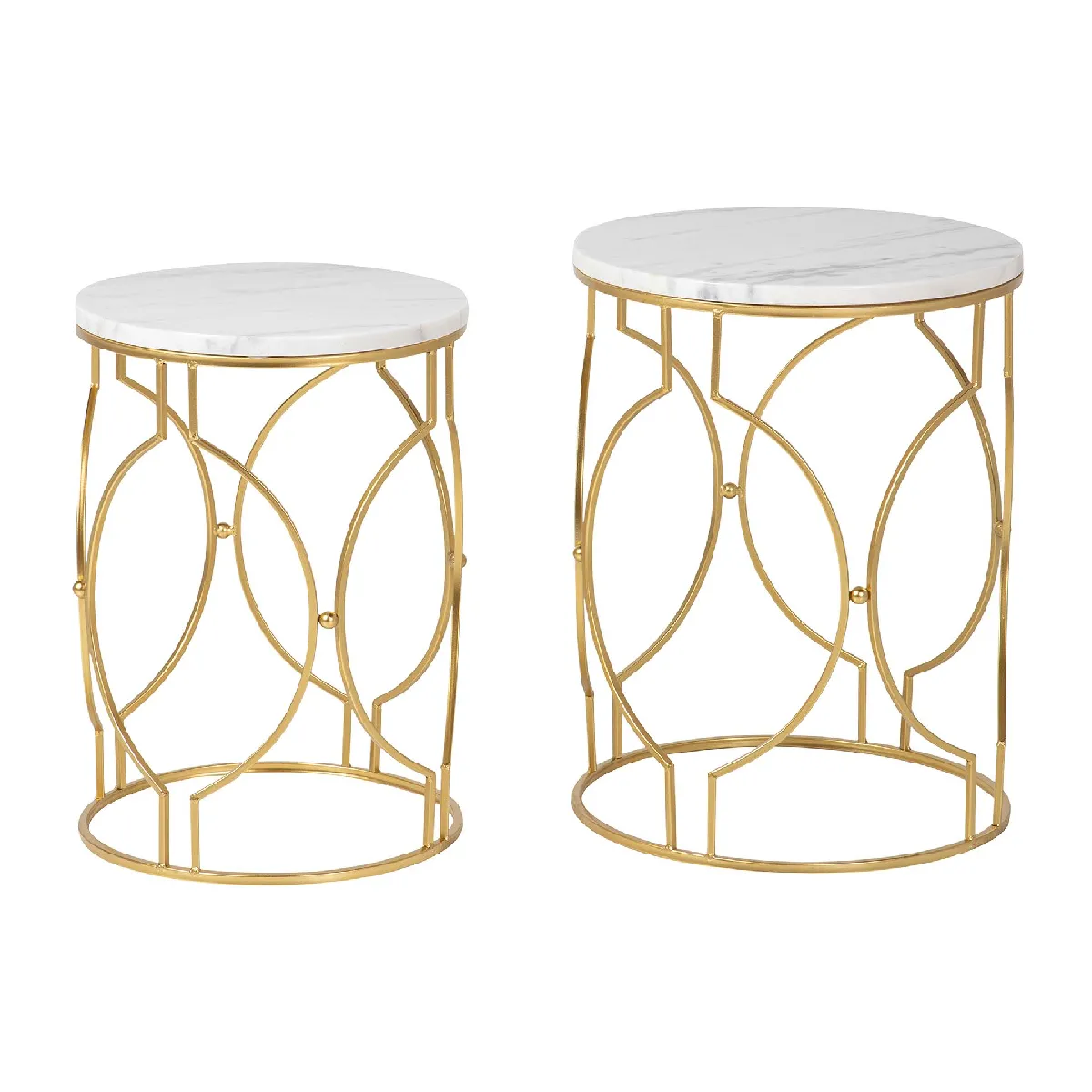 Meilleurs prix pour Ensemble de 2 tables en métal effet marbre 43 x 43 x 55 cm et 38 x 38 x 50 cm