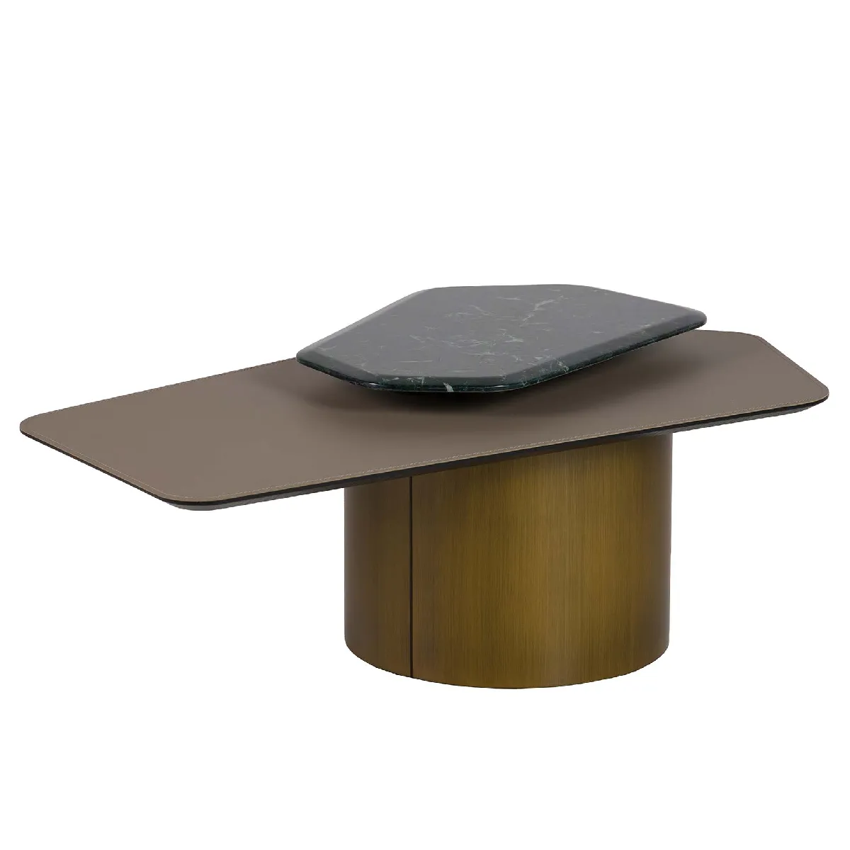 Meilleurs prix pour Table basse Suhag en marbre et cuir 115 x 70 x 43 cm