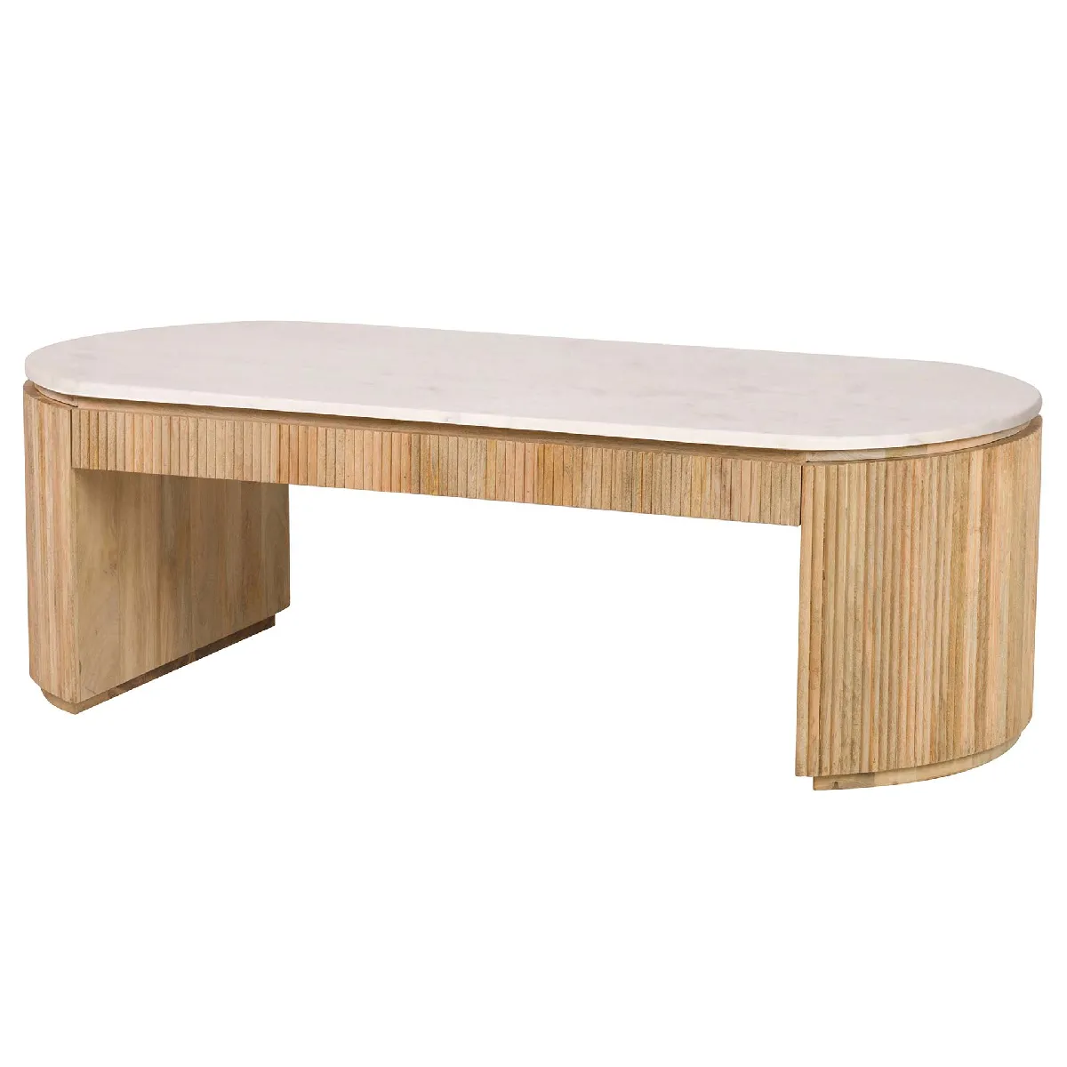 Comparer les prix de Table basse Tyla en bois et marbre manguier, 140 x 70 x 45 cm