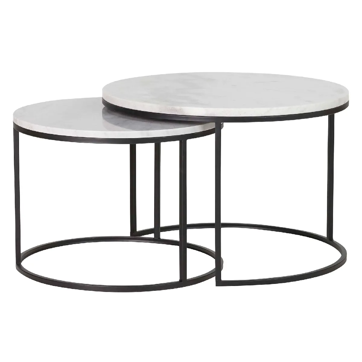 Meilleurs prix pour Ensemble de 2 tables gigognes, marbre noir, 60x60x41 et 50x50x38cm