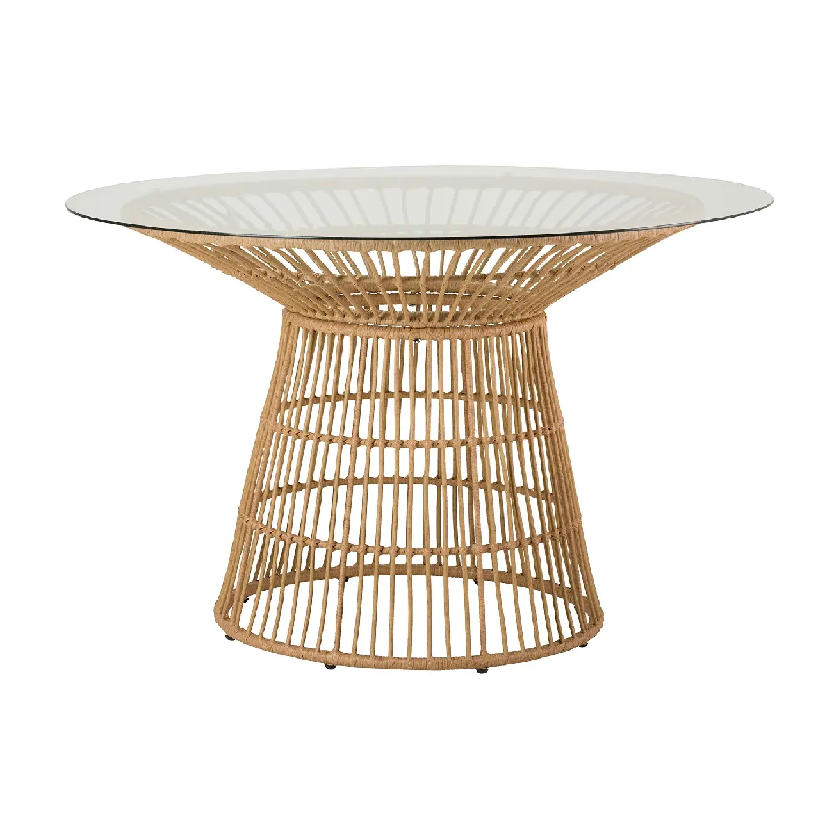 Comparer les prix de Table en rotin synthétique, fer et verre 120 x 120 x 75 cm