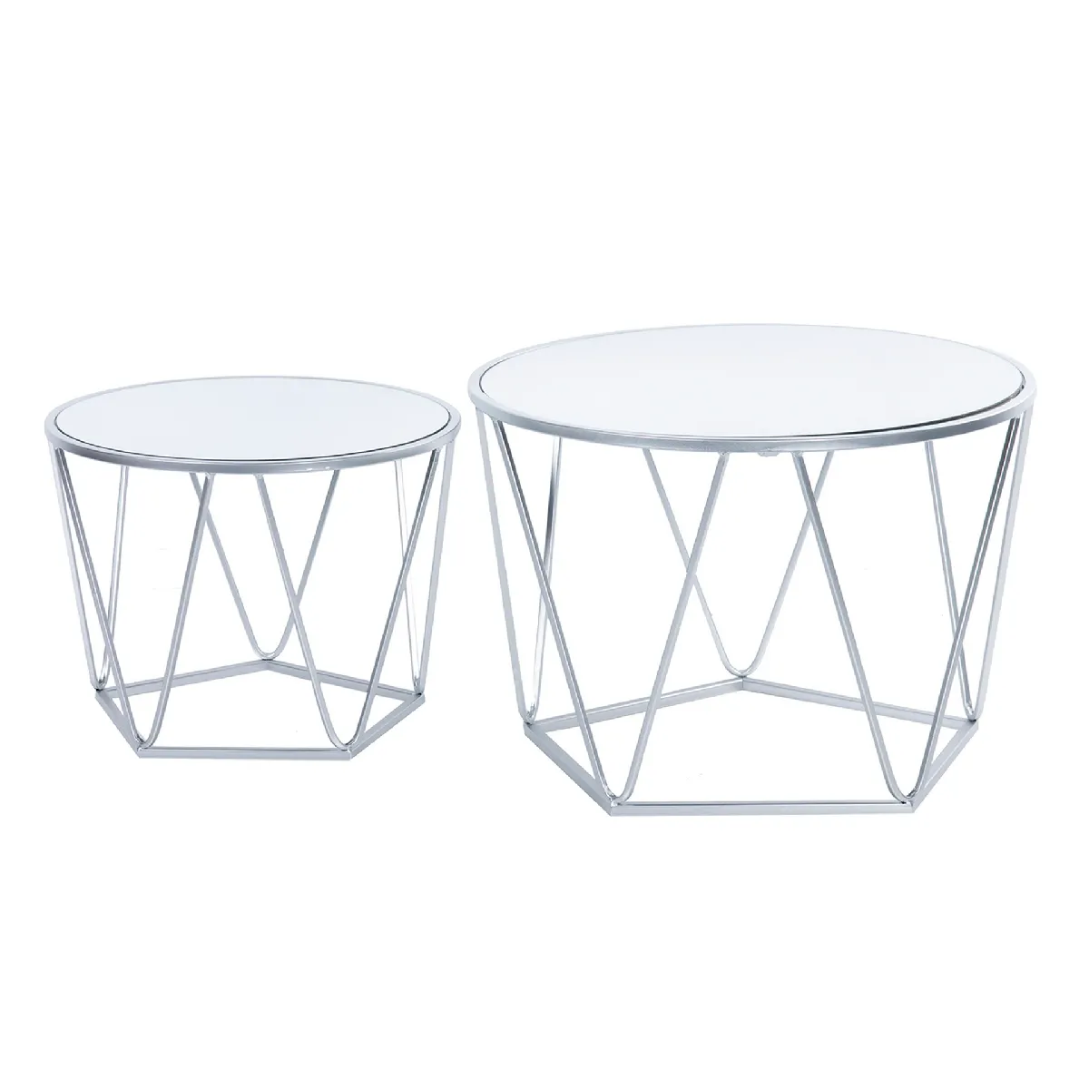 Meilleurs prix pour Lot de 2 tables en métal et miroir 60 x 60 x 41 cm et 50 x 50 x 38 cm