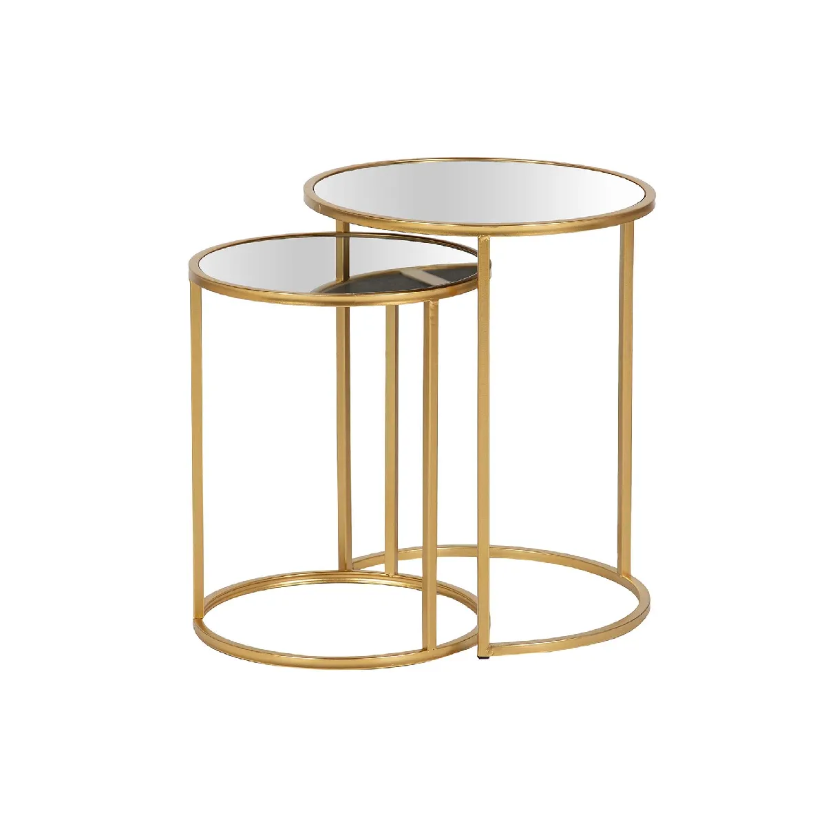 Meilleurs prix pour Ensemble de 2 tables gigognes en métal avec miroir 41 x 41 x 50 cm et 35 x 35 x 43 cm