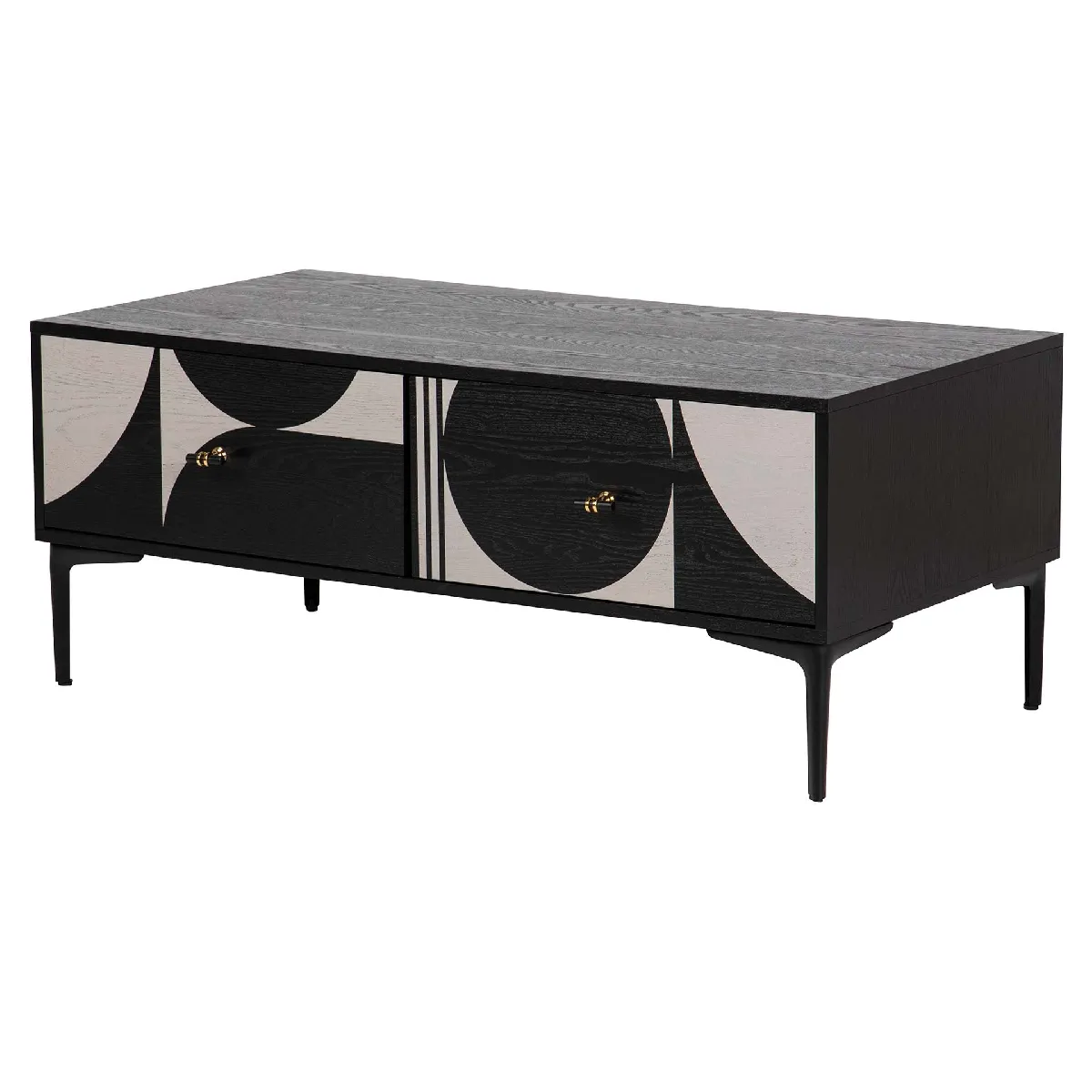 Comparer les prix de Table basse en MDF et métal noir et blanc 110 x 56 x 45 cm