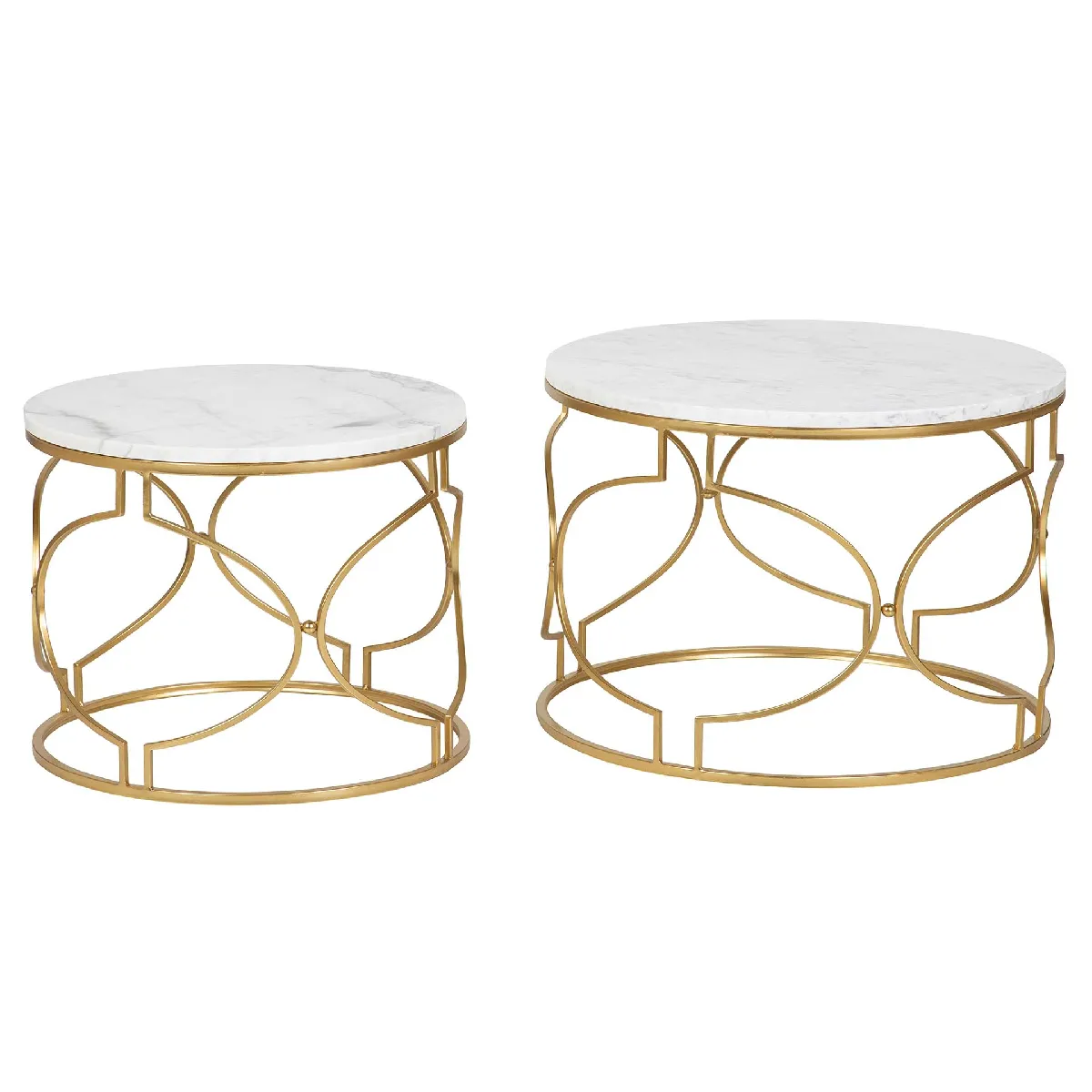 Comparer les prix de Lot de 2 tables en métal effet marbre 60 x 60 x 41 cm et 50 x 50 x 38 cm