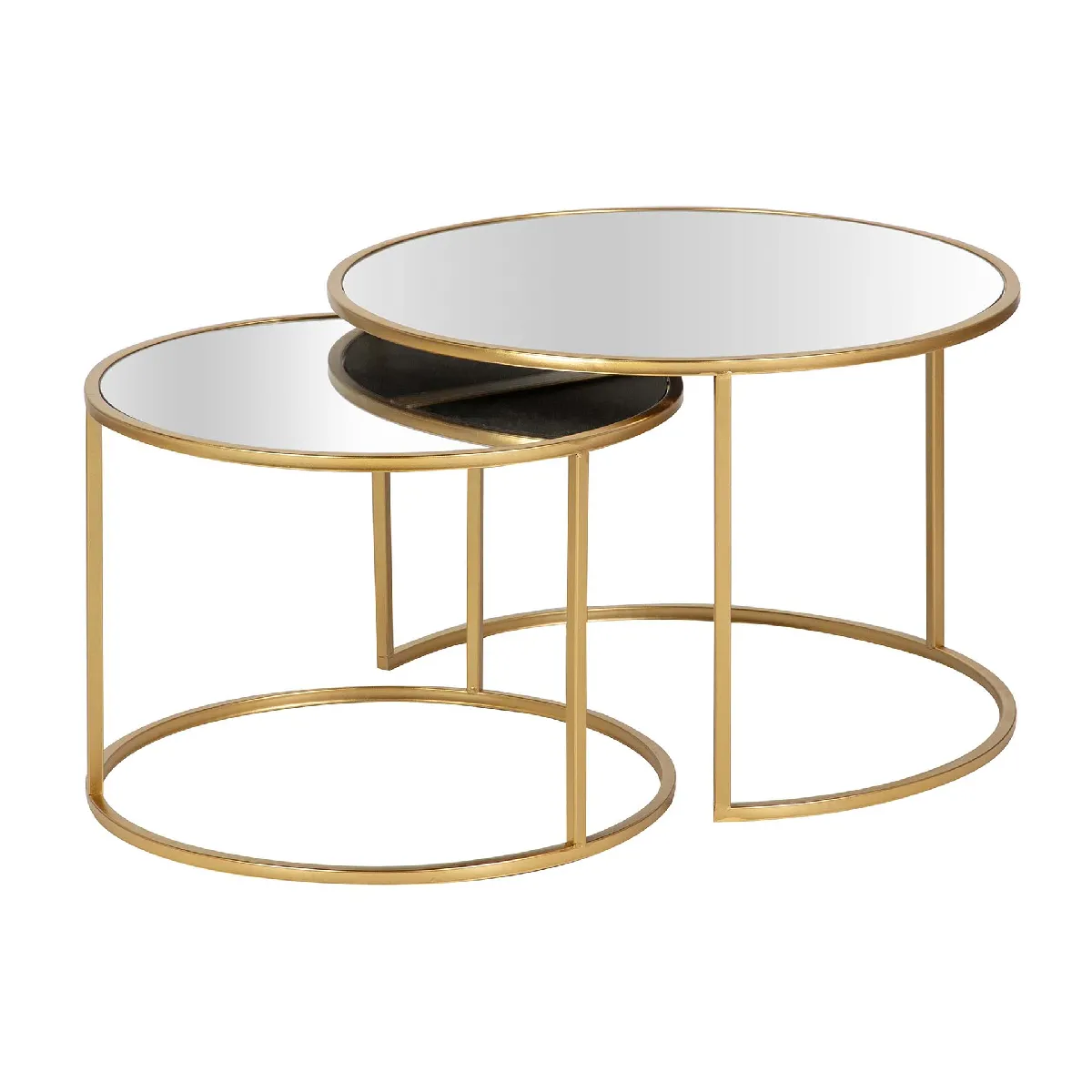 Meilleurs prix pour Ensemble de 2 tables gigognes en métal avec miroir, 60 x 60 x 41 cm et 50 x 50 x 38 cm