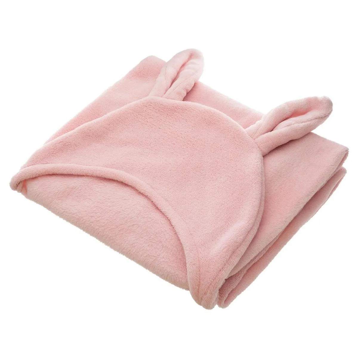 ATMOSPHERA Plaid &agrave; Capuche Enfant Oreilles 100x100cm Rose