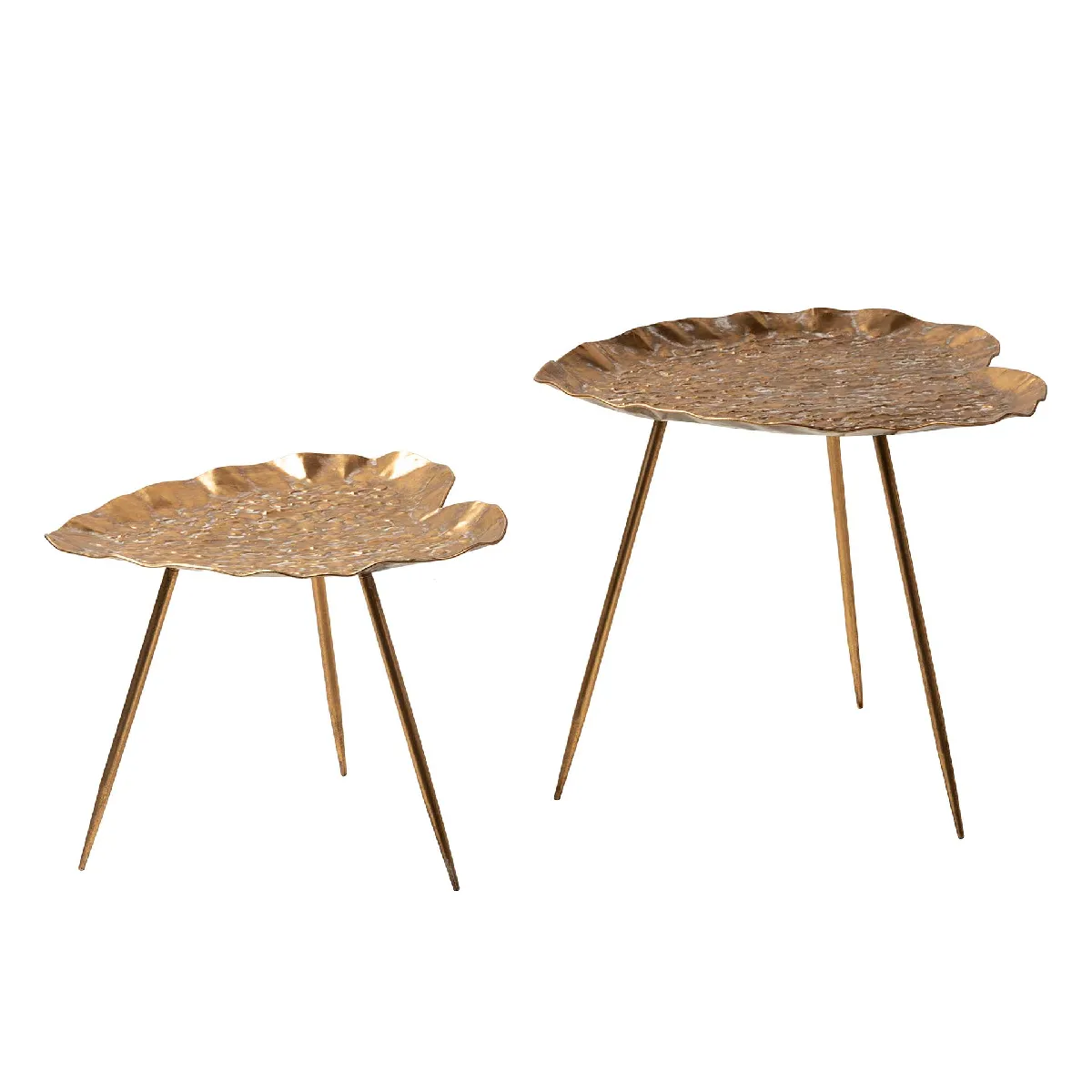 Comparer les prix de Lot de 2 tables en métal doré 61 x 59 x 52 cm et 51 x 49 x 41 cm