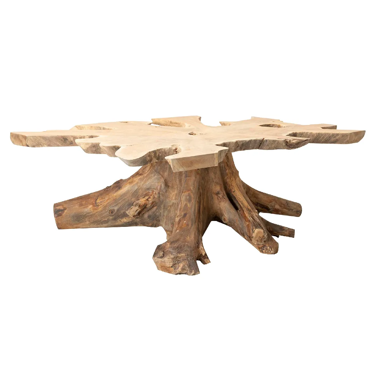 Meilleurs prix pour Table basse Owiot en teck naturel Raiz 160 x 140 x 45 cm