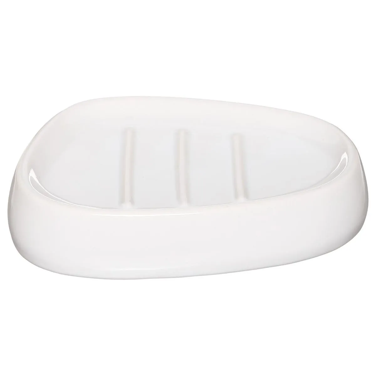 Five Simply Smart Blanc Porte-Savon En Céramique Galet - 12 Cm