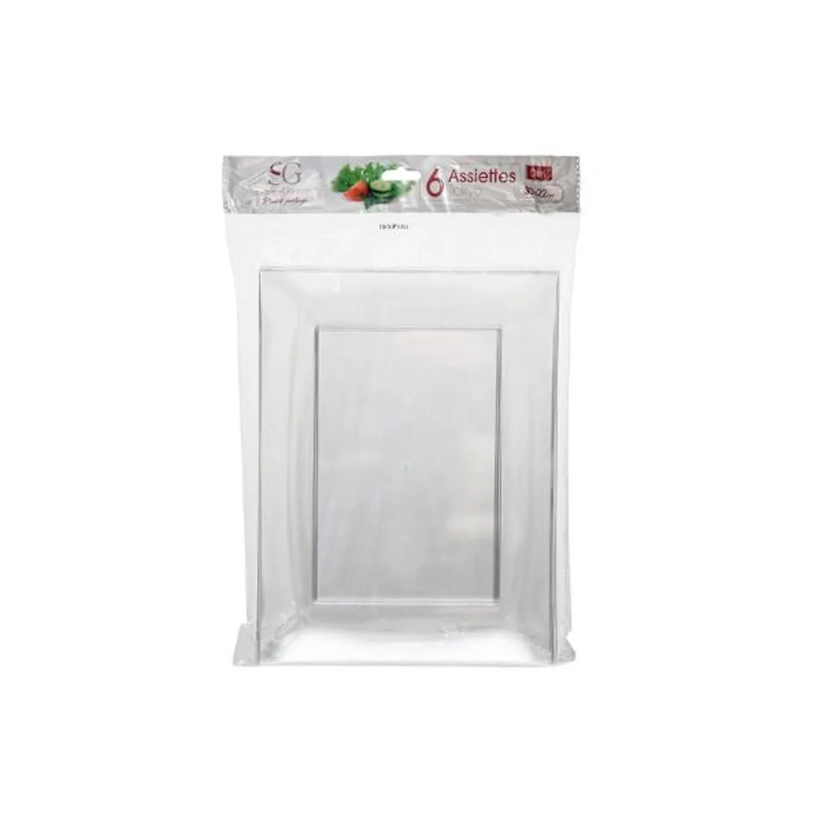 Lot de 6 Assiettes Plates Plastique Réutilisable Tokyo 30cm Transparent
