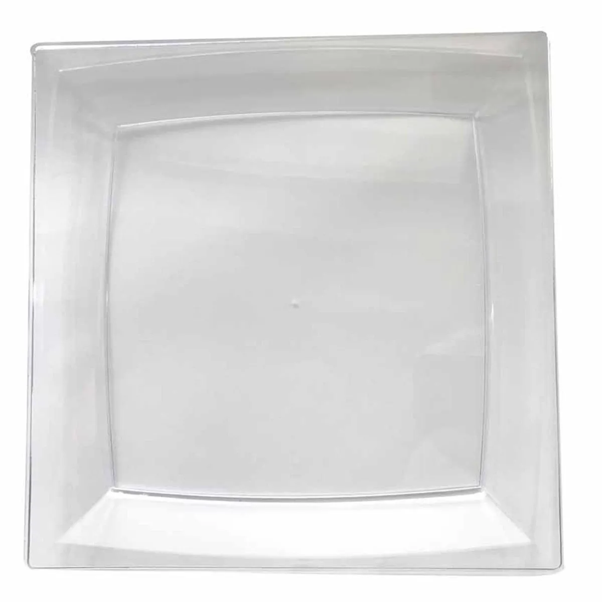 Lot de 6 Assiettes en Plastique Réutilisable Carrées 23cm Transparent