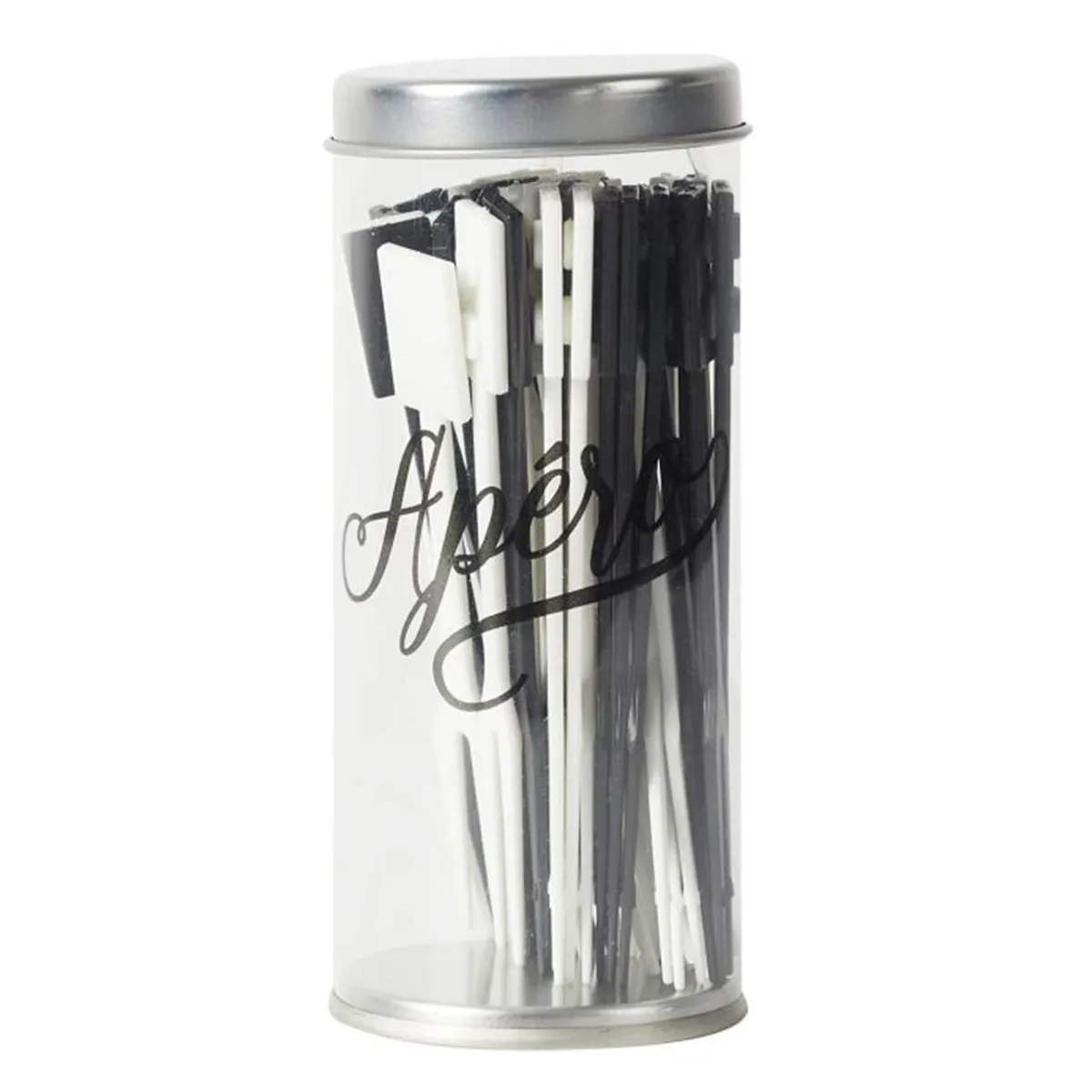Lot de 36 Fourchettes Fruits Apéro 10cm Noir & Blanc