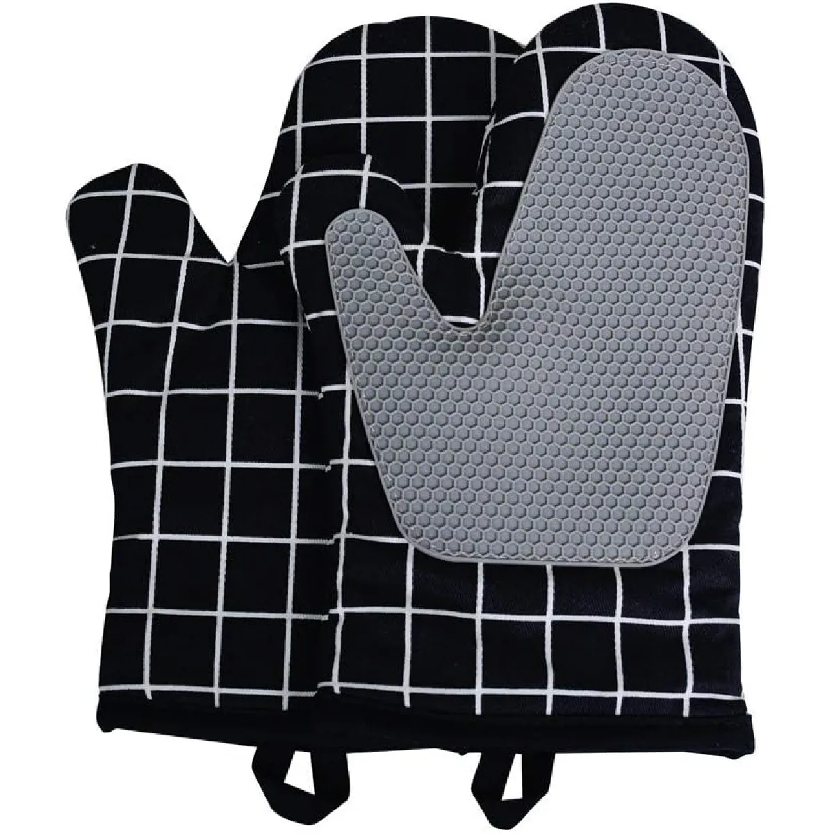 Vendos85 Gants De Four En Coton Et Silicone Résistants À La Chaleur
