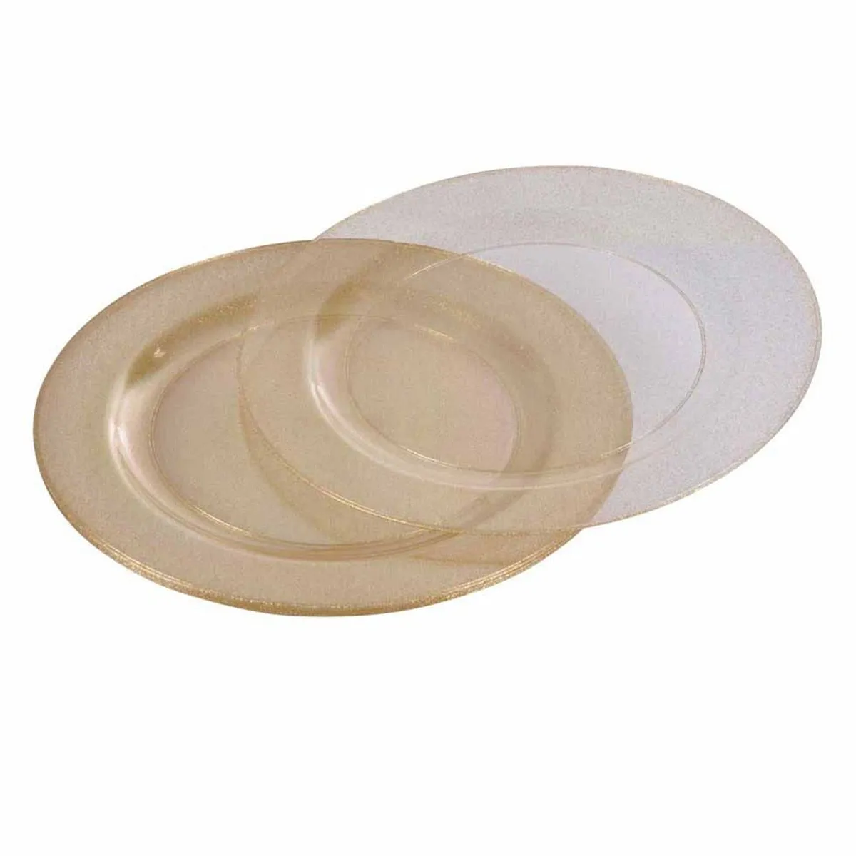 Lot de 6 Assiettes en Plastique Réutilisable Paillettes 23cm Or