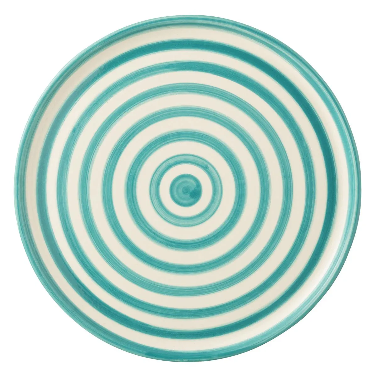 Assiette de Présentation en Céramique Granada Rayure 34cm Bleu Aqua