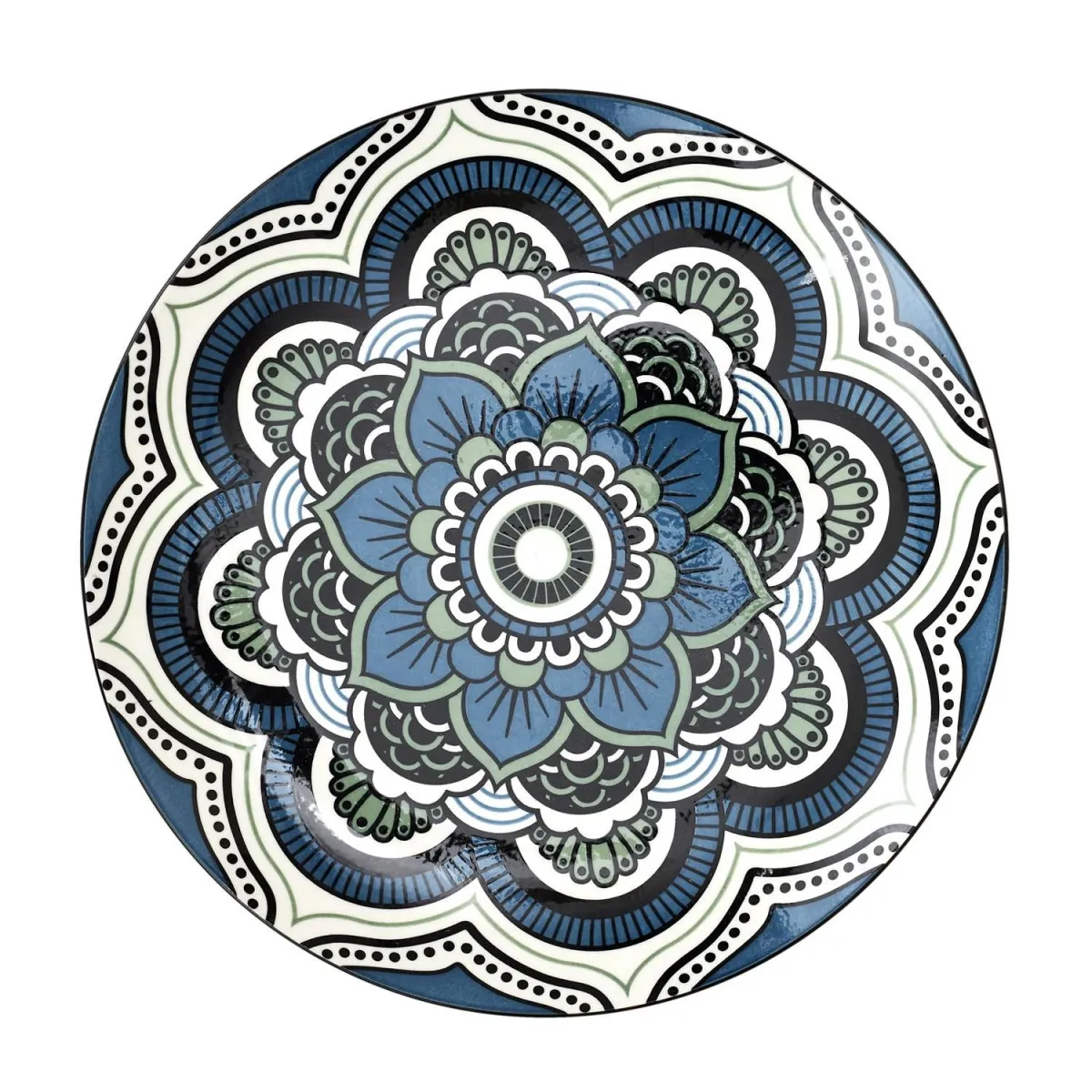 The Home Deco Factory Bleu Lot De 6 Assiettes Plates Mandala 26Cm