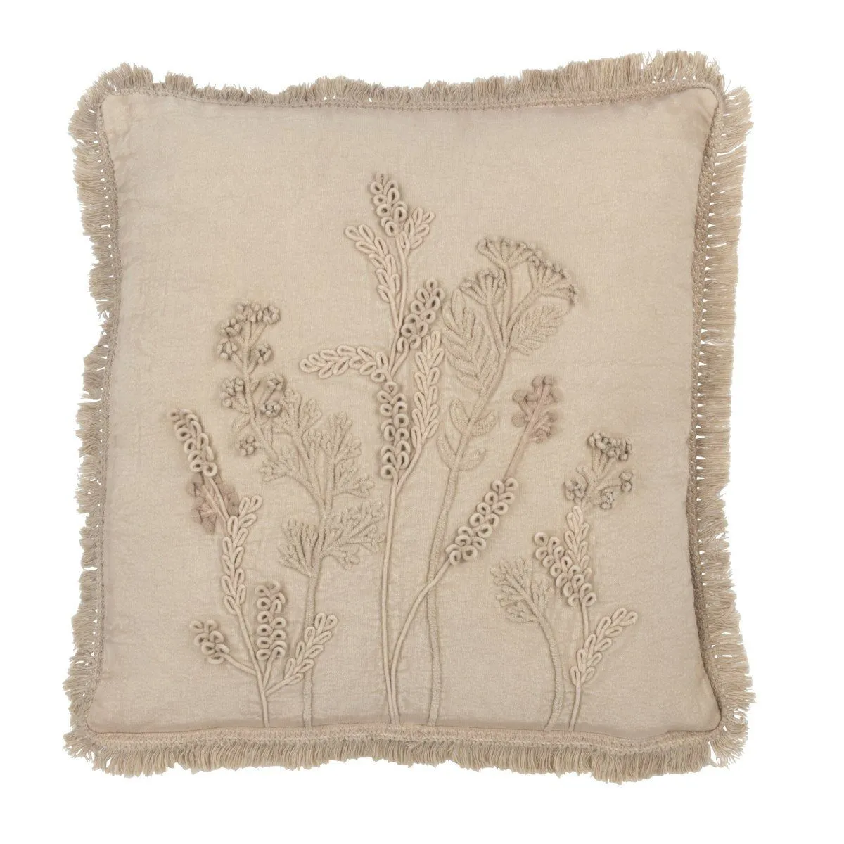 Generique Beige Coussin Brodé Fleurs "Puglia" 52X52cm - Image 3