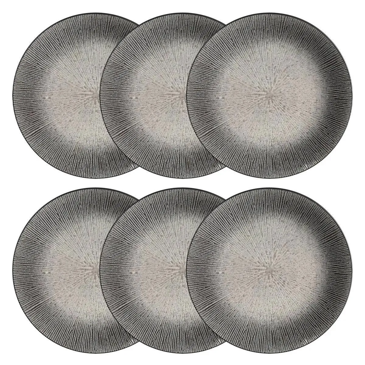 Lot de 6 Assiettes Plates Atelier 27cm Gris