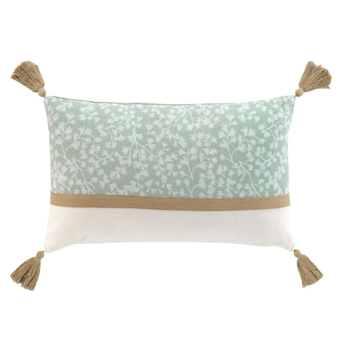 Generique Vert Coussin Déco Pompons "Vivoline" 30X50cm - Image 2