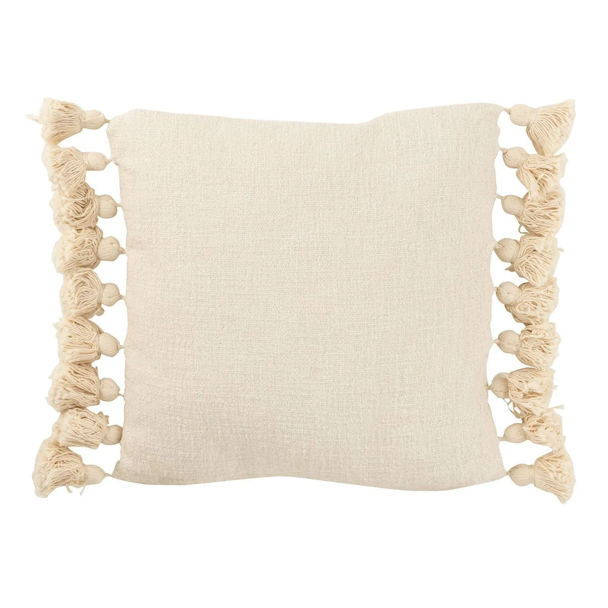 GENERIQUE - Coussin Déco Pompons Bella - 48x48cm - Beige - Image 2