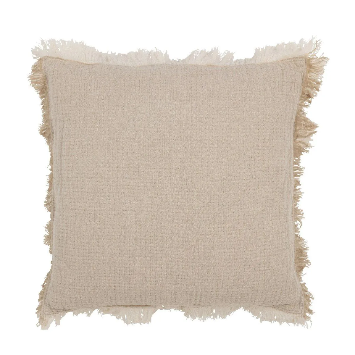 Generique Beige Coussin Déco À Franges "Mousseline" 45X45cm Foncé - Image 2
