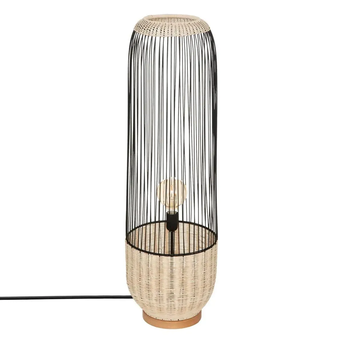 Non Communiqué Naturel Et Noir Lampadaire Rotin Et Métal H95 Anea Atmosphera - Image 3