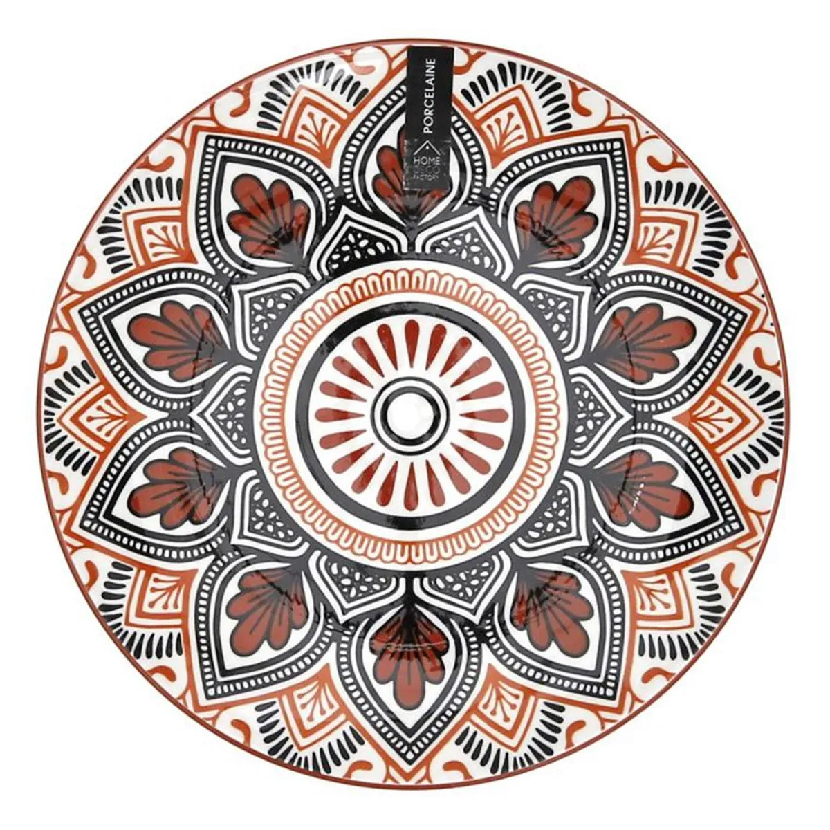Lot de 6 Assiettes à Dessert Mandala 19cm Orange
