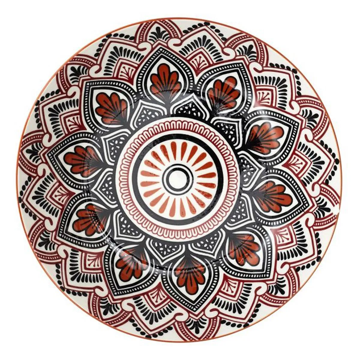 Lot de 6 Assiettes Creuses Mandala 20cm Orange