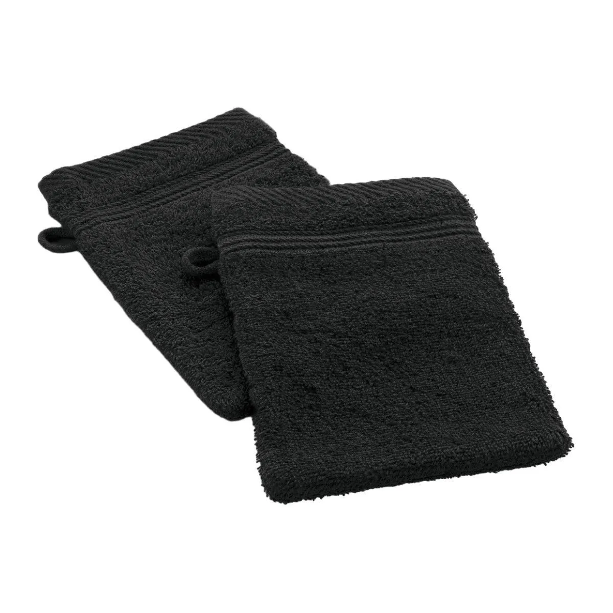 2 Gants de toilette 15x21 cm - 500g/cm² Noir