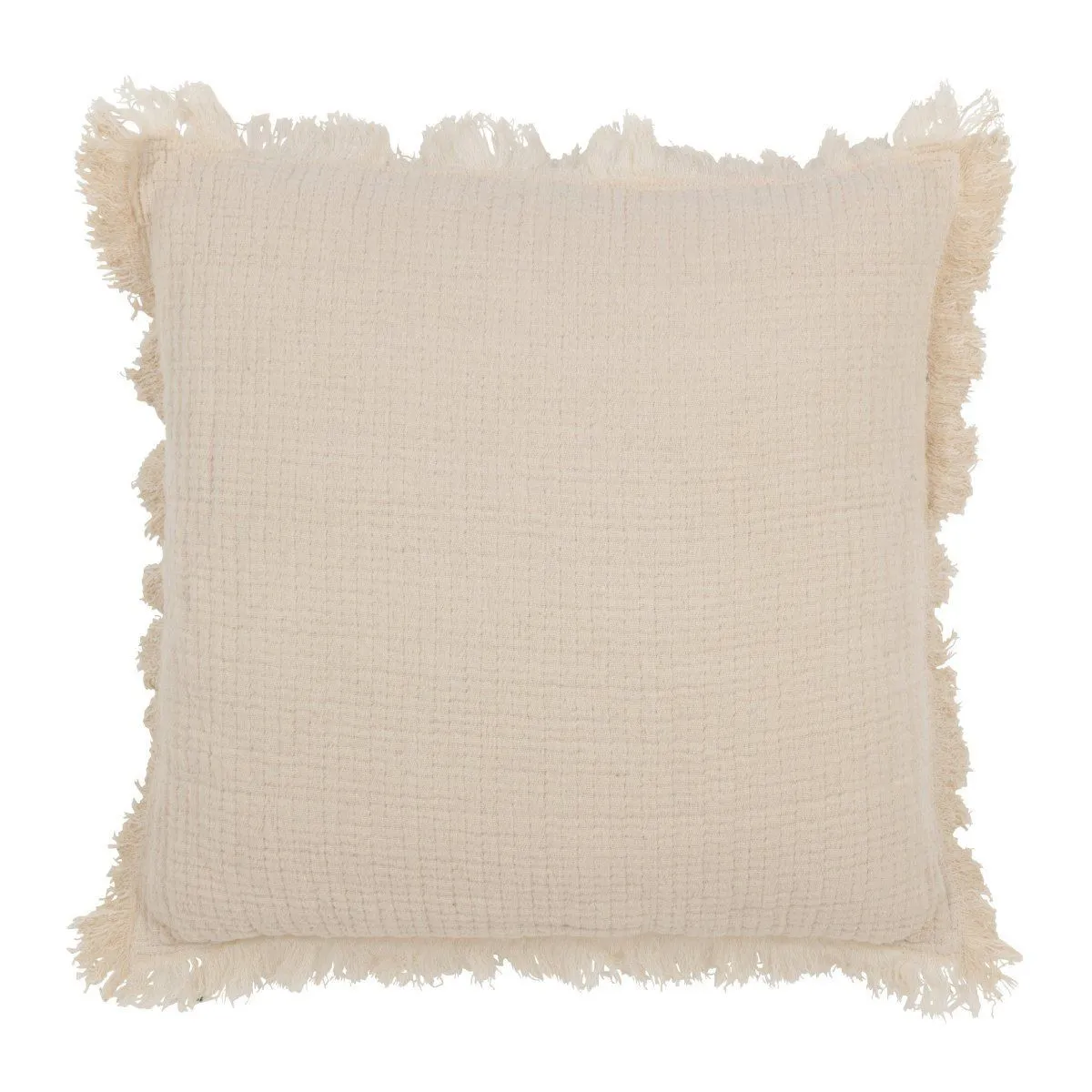 Non Communiqué Beige Coussin Déco À Franges "Mousseline" 45X45cm Clair - Image 2