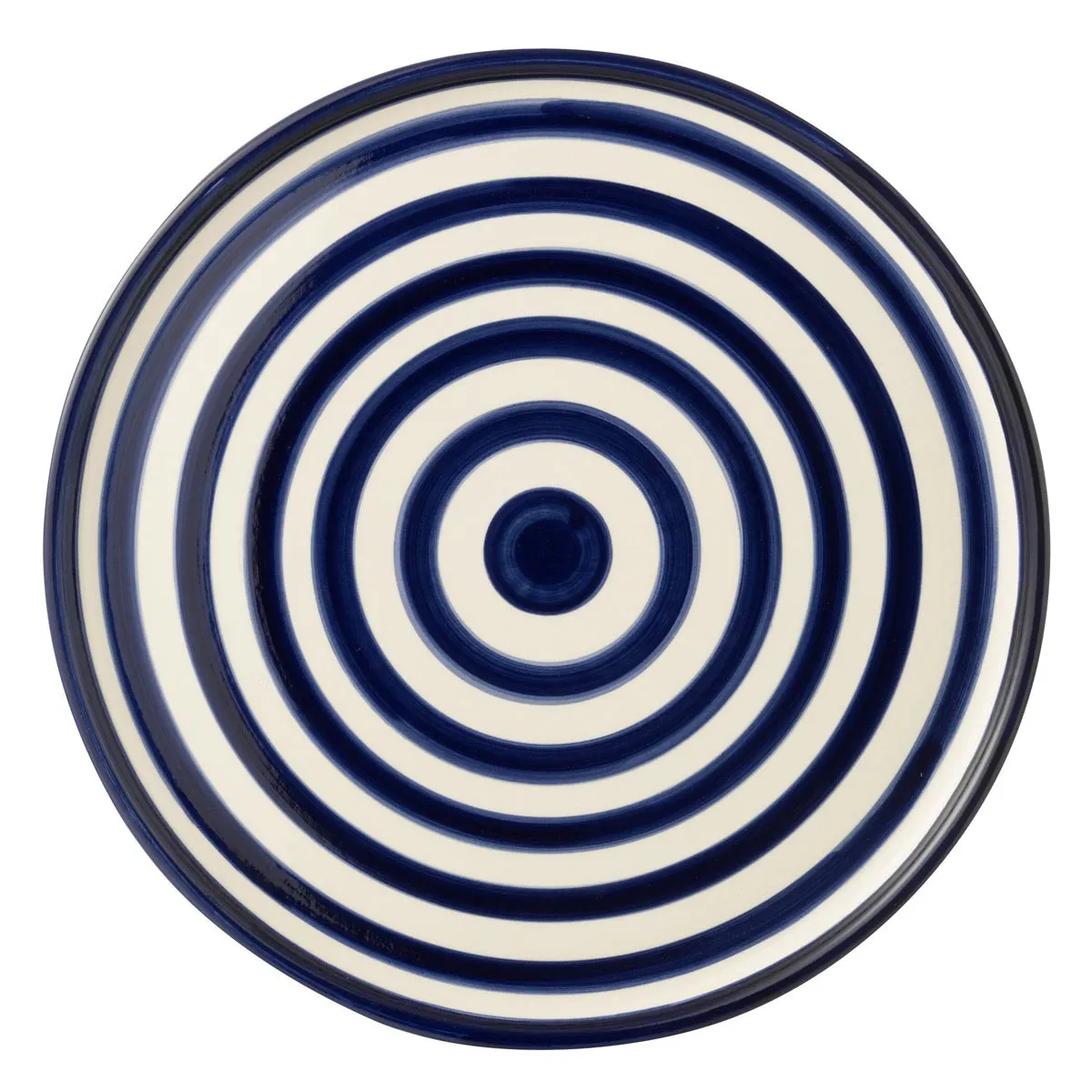 Assiette de Présentation en Céramique Granada Rayure 34cm Bleu Cobalt