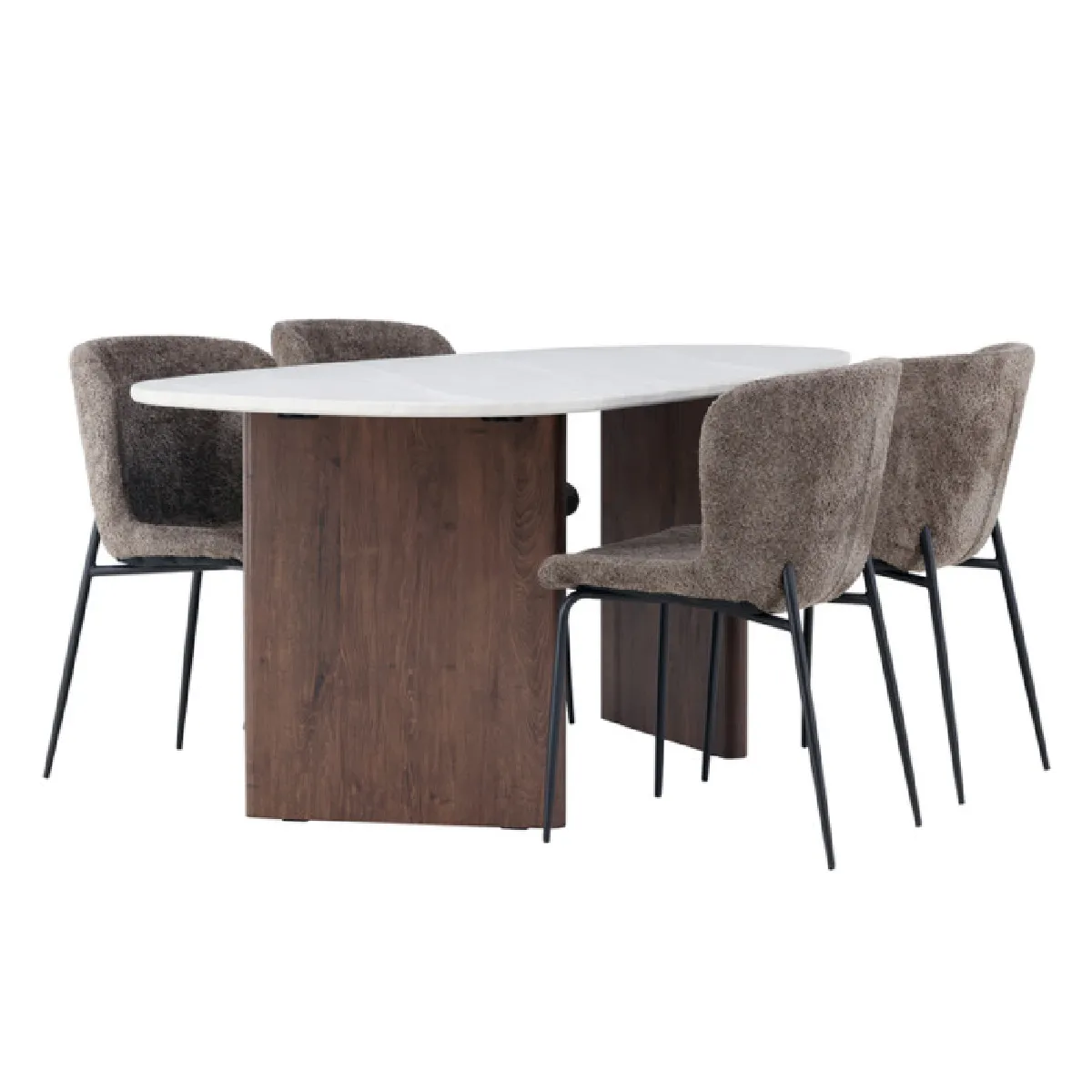 Paris prix Ensemble table et 4 chaises - Gris et marron