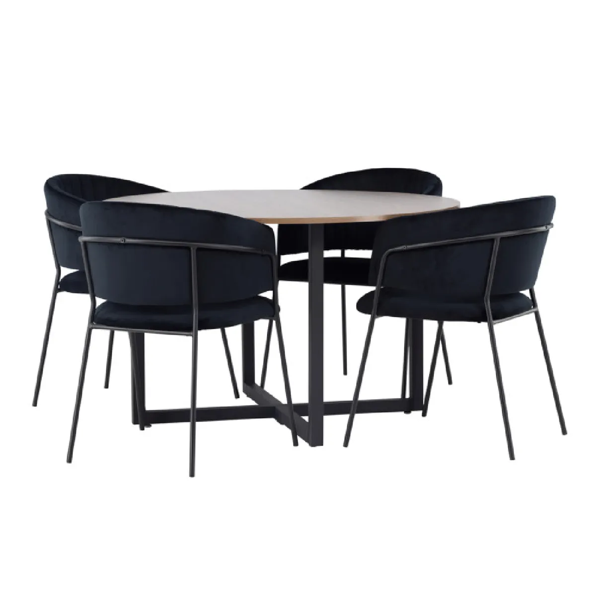 Paris prix Ensemble table à manger et 4 chaises - Noyer et noir