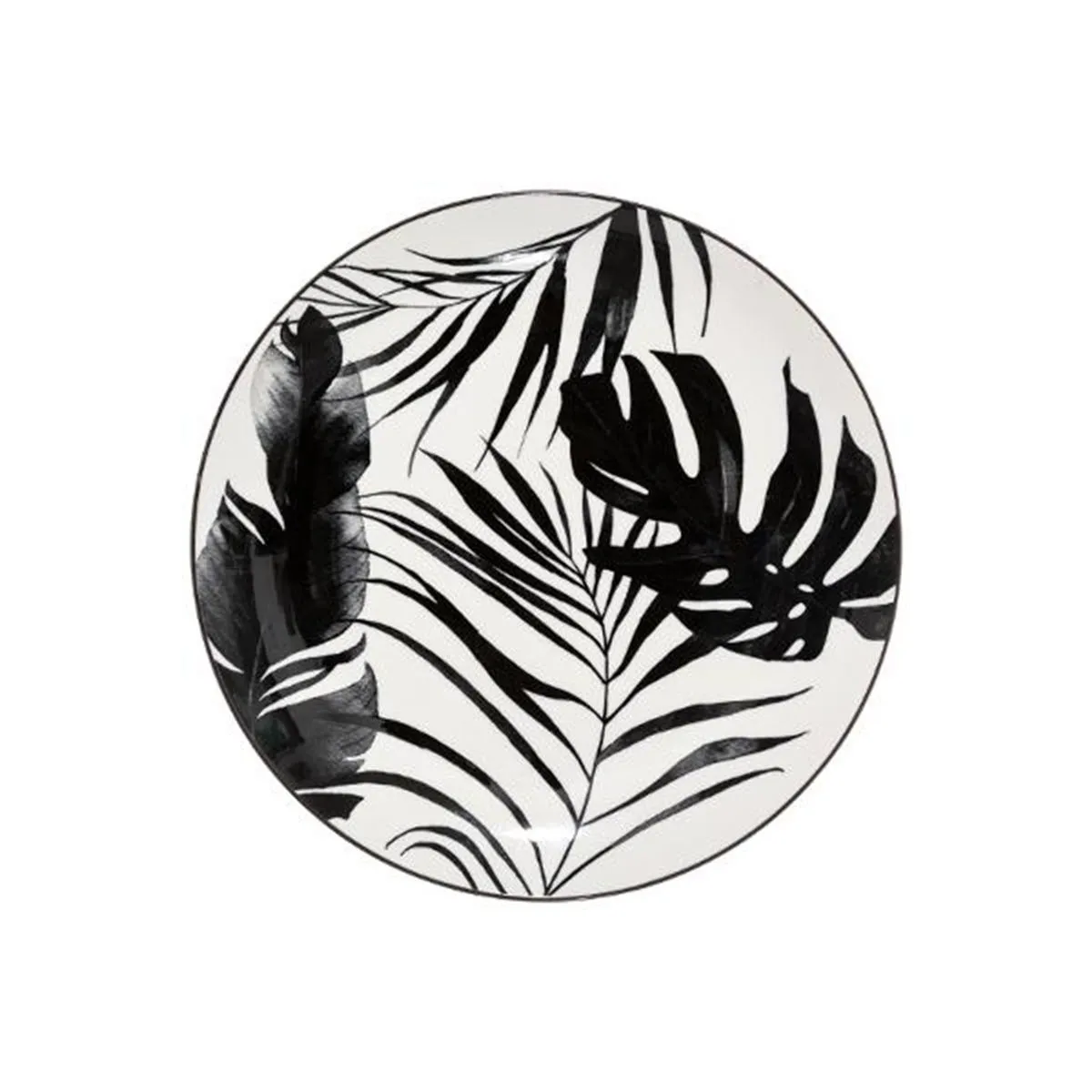 Lot de 6 Assiettes Plates Palme 26cm Noir