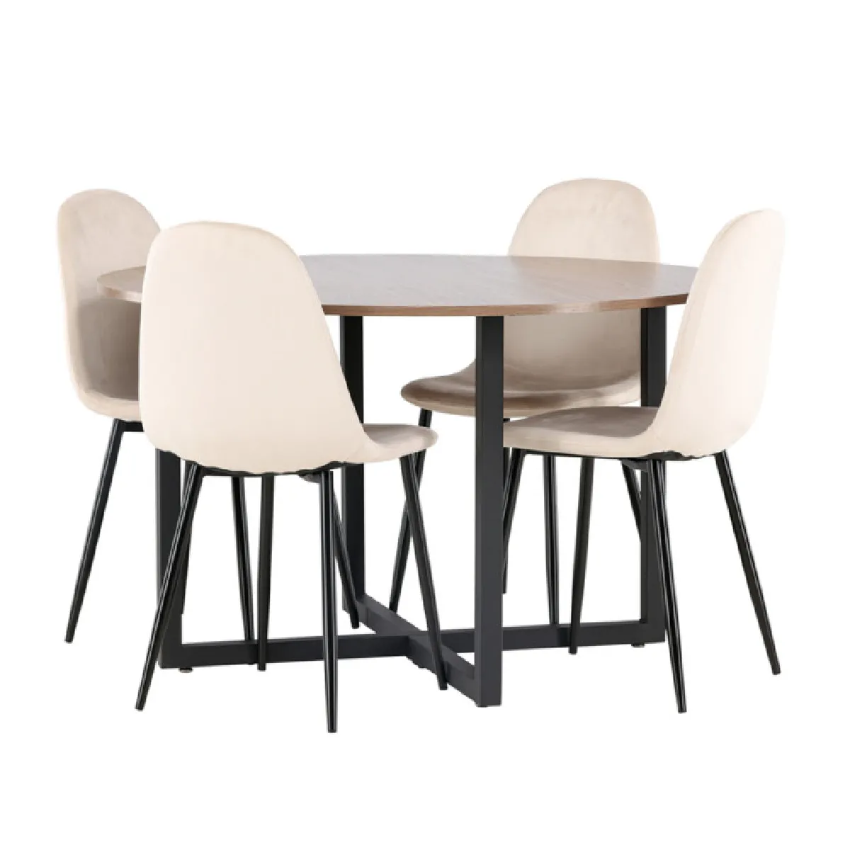 Paris prix Ensemble table à manger 4 chaises - Noyer & beige