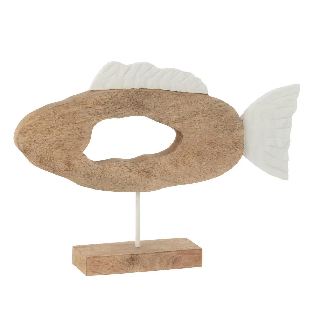 Generique Marron Statuette Poisson Ovale En Bois "Vernon" 36Cm Naturel - Image 3