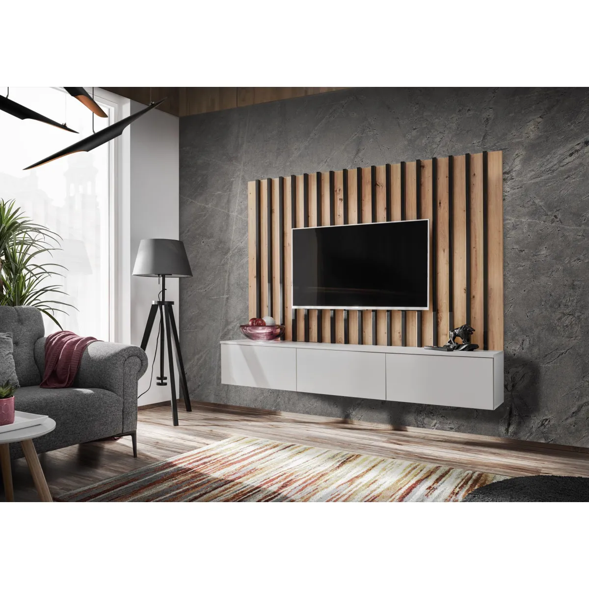 Ensemble Meuble TV Verti 180cm & Naturel - vue 3