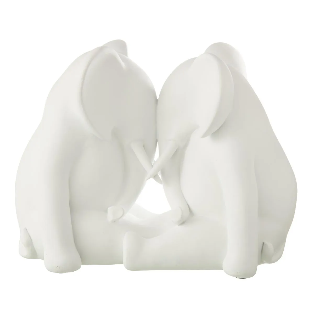 Non Communiqué Blanc Statuette Éléphant Face À Face "Burl" 36Cm - Image 2