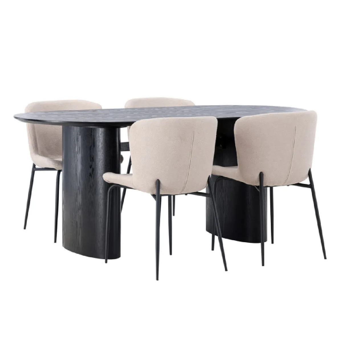 Paris prix Ensemble table à manger 4 chaises - Noir et beige