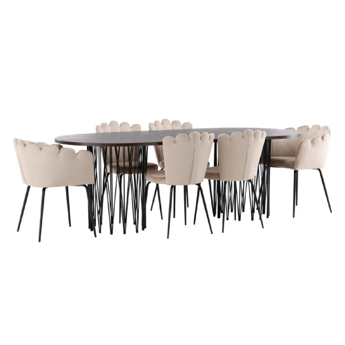 Paris prix Ensemble table à manger 6 chaises - Beige moka noir