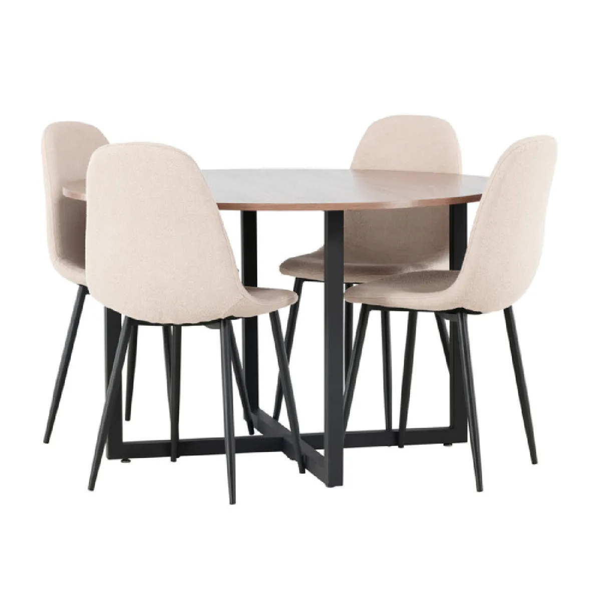 Paris prix Ensemble table à manger 4 chaises - Noyer & beige